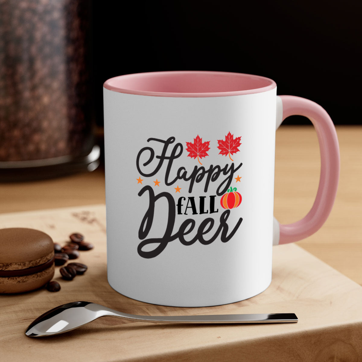 Happyfalldeer 254# Mug featuring a two-tone design with a colored handle and glossy finish, available in multiple colors.