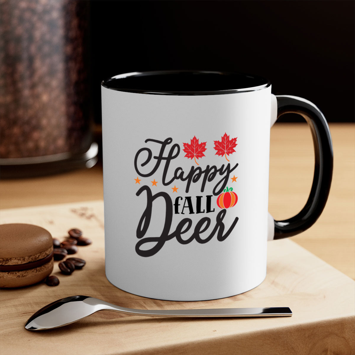 Happyfalldeer 254# Mug featuring a two-tone design with a colored handle and glossy finish, available in multiple colors.
