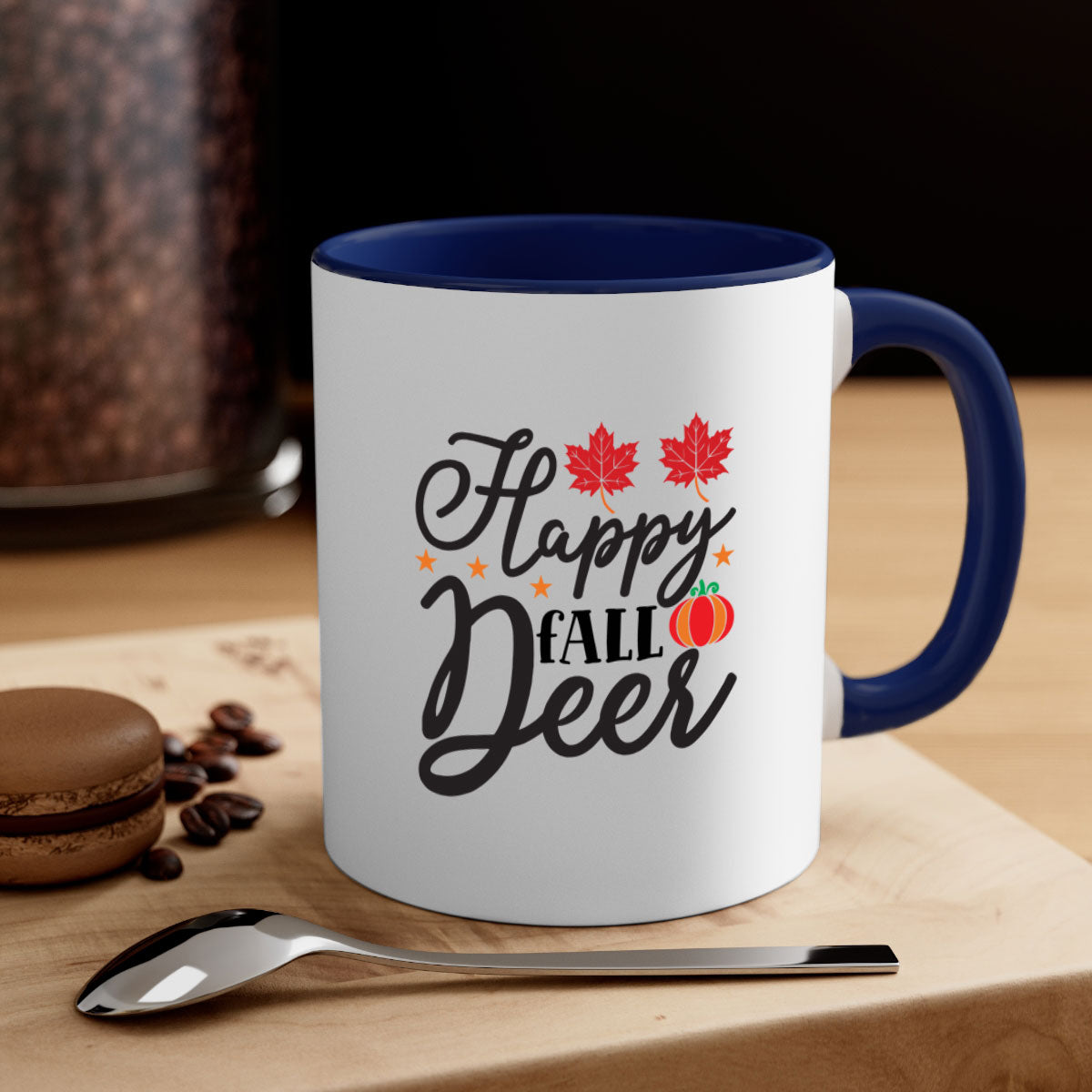 Happyfalldeer 254# Mug featuring a two-tone design with a colored handle and glossy finish, available in multiple colors.