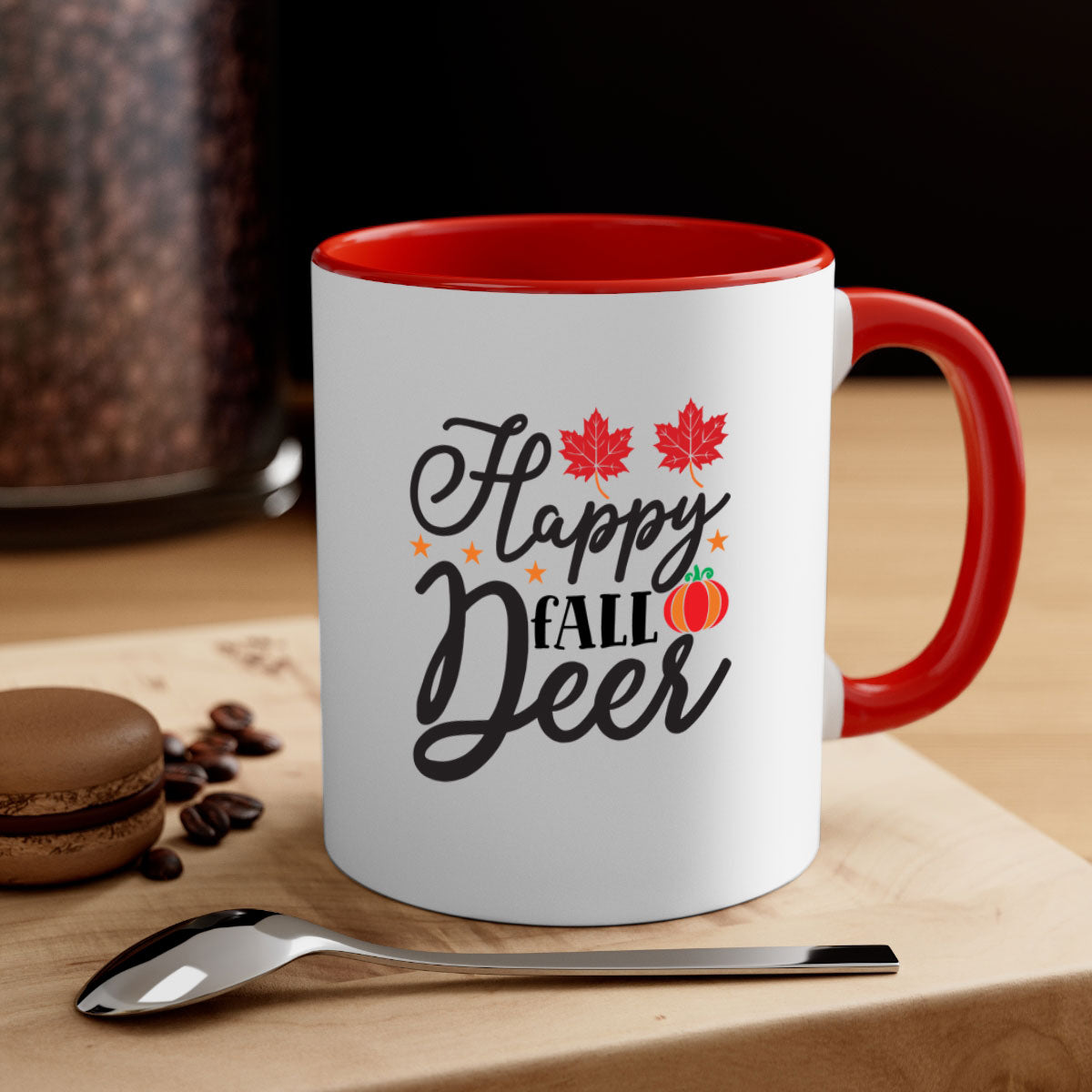 Happyfalldeer 254# Mug featuring a two-tone design with a colored handle and glossy finish, available in multiple colors.