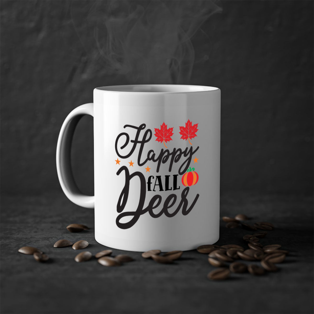 Happyfalldeer 254# Mug featuring a two-tone design with a colored handle and glossy finish, available in multiple colors.