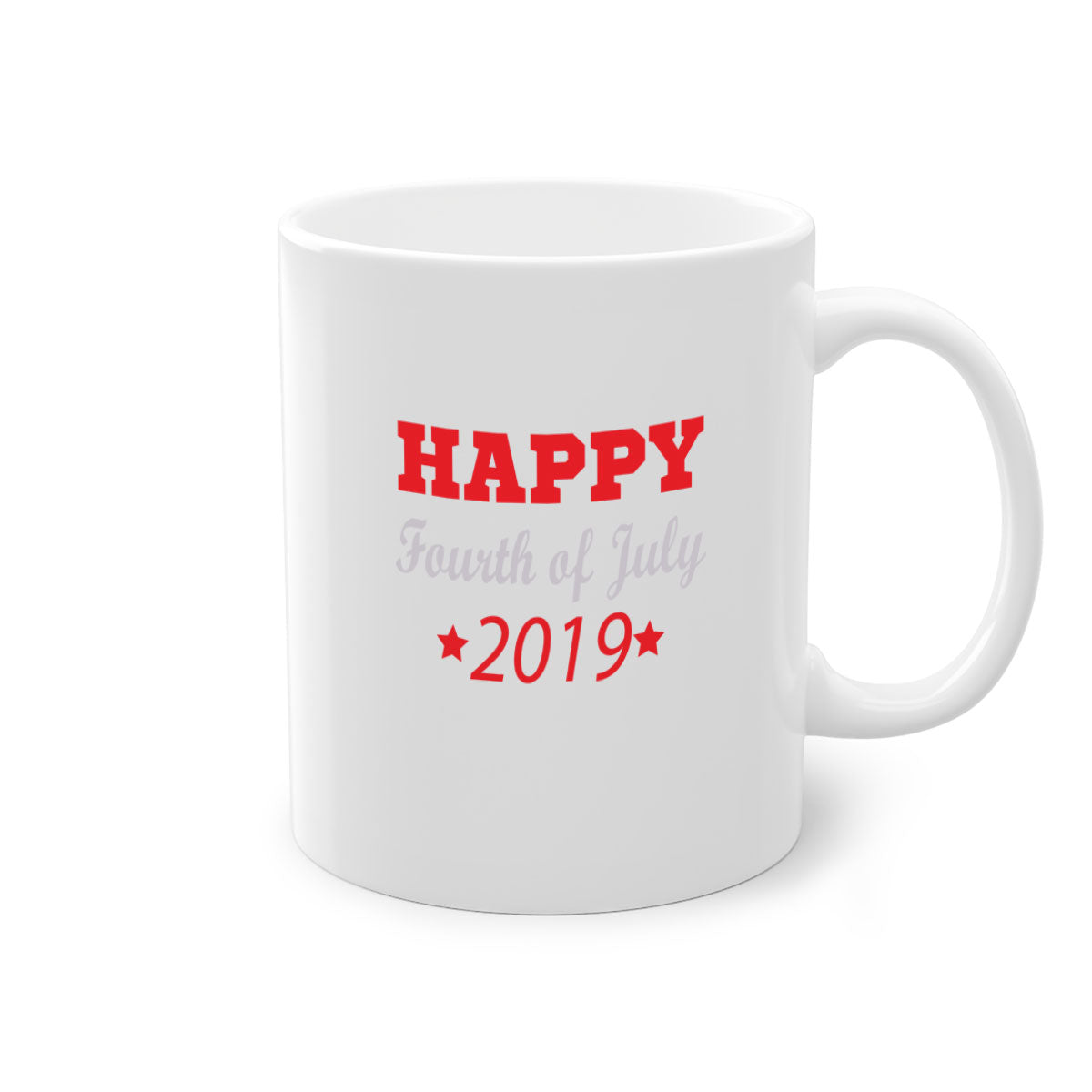 HAPPYFourth of July Style 107# Mug with colorful handle and glossy finish, perfect for coffee or tea.