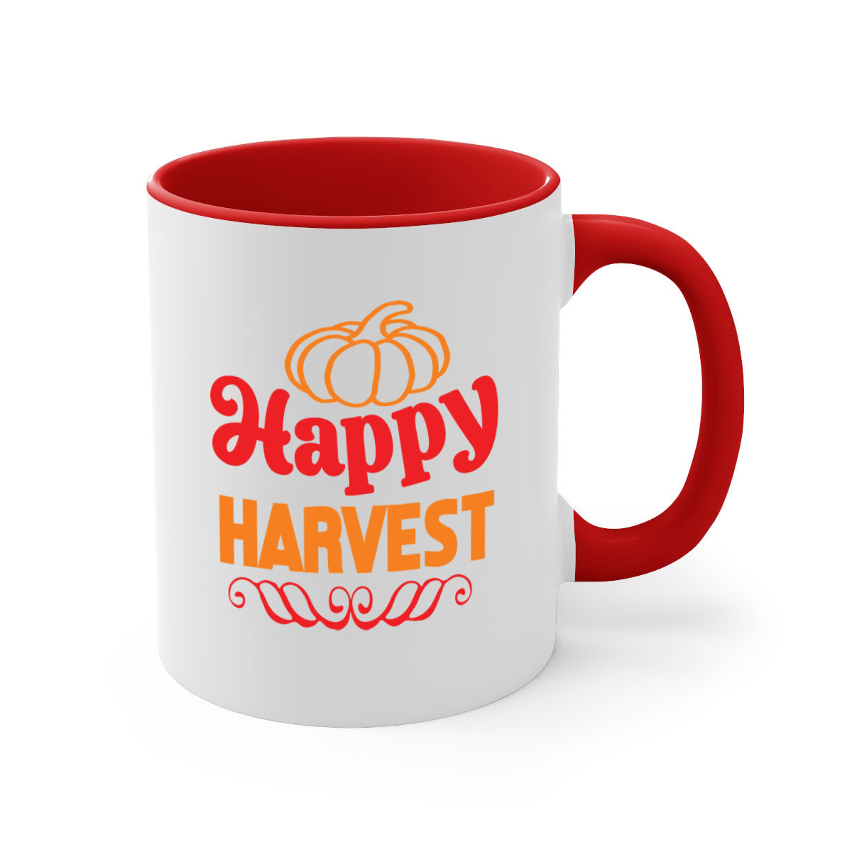HappyHarvest 256# Mug in various colors with glossy finish and C-shaped handle, perfect for coffee and tea.
