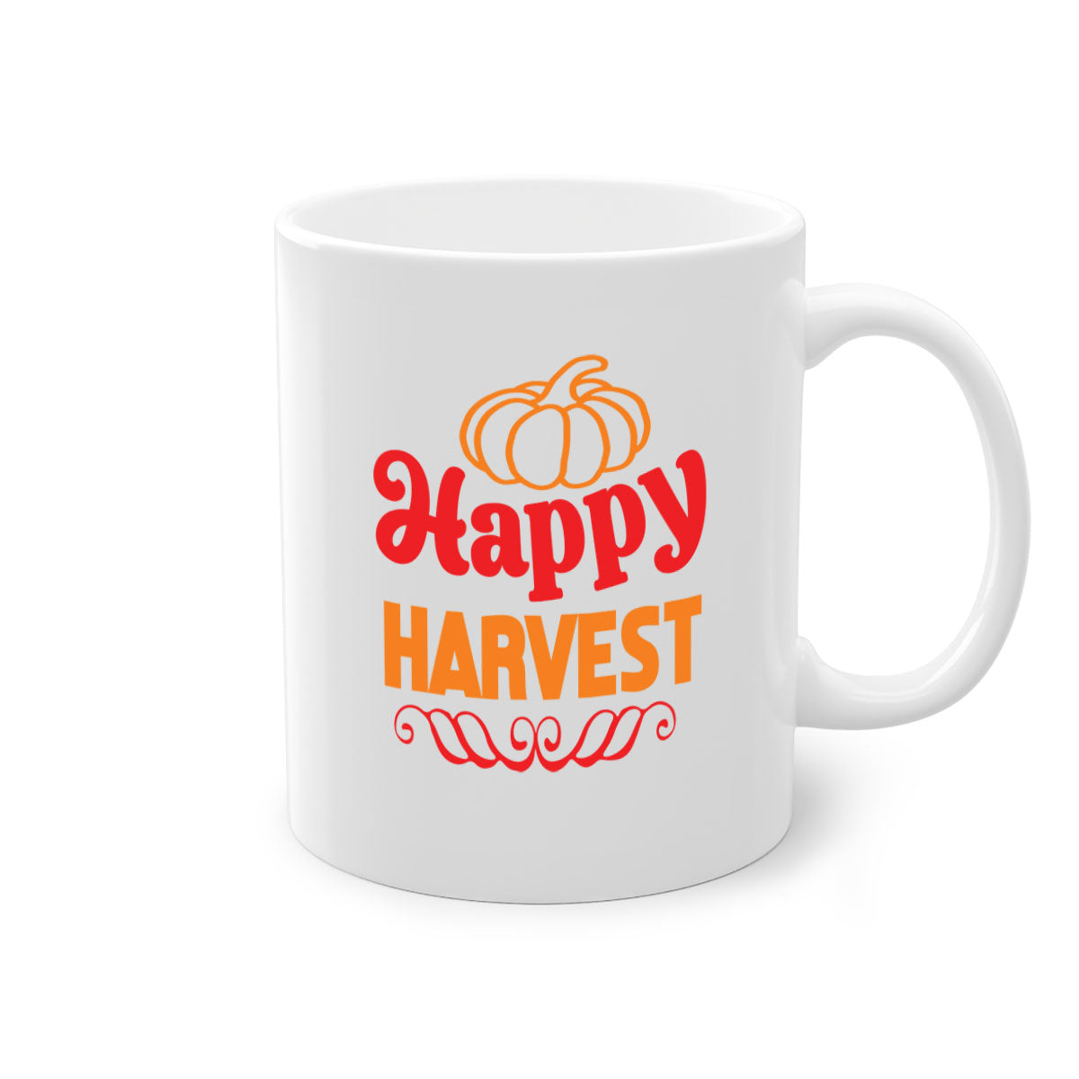 HappyHarvest 256# Mug in various colors with glossy finish and C-shaped handle, perfect for coffee and tea.