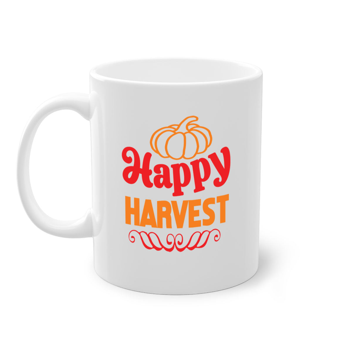 HappyHarvest 256# Mug in various colors with glossy finish and C-shaped handle, perfect for coffee and tea.