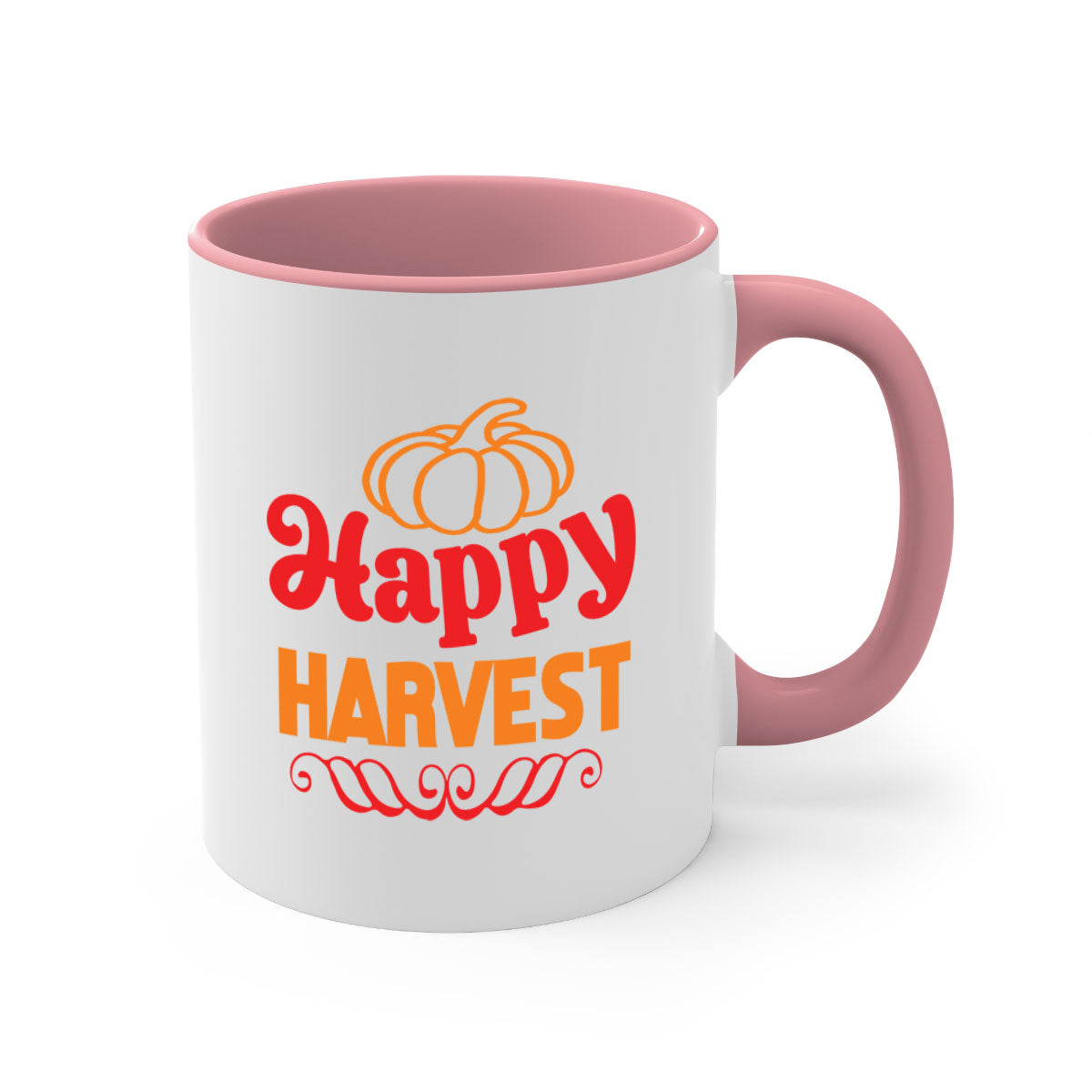 HappyHarvest 256# Mug in various colors with glossy finish and C-shaped handle, perfect for coffee and tea.