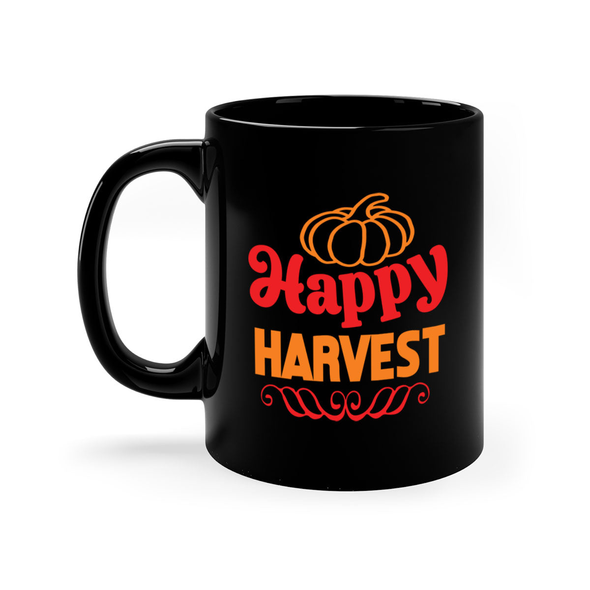 HappyHarvest 256# Mug in various colors with glossy finish and C-shaped handle, perfect for coffee and tea.