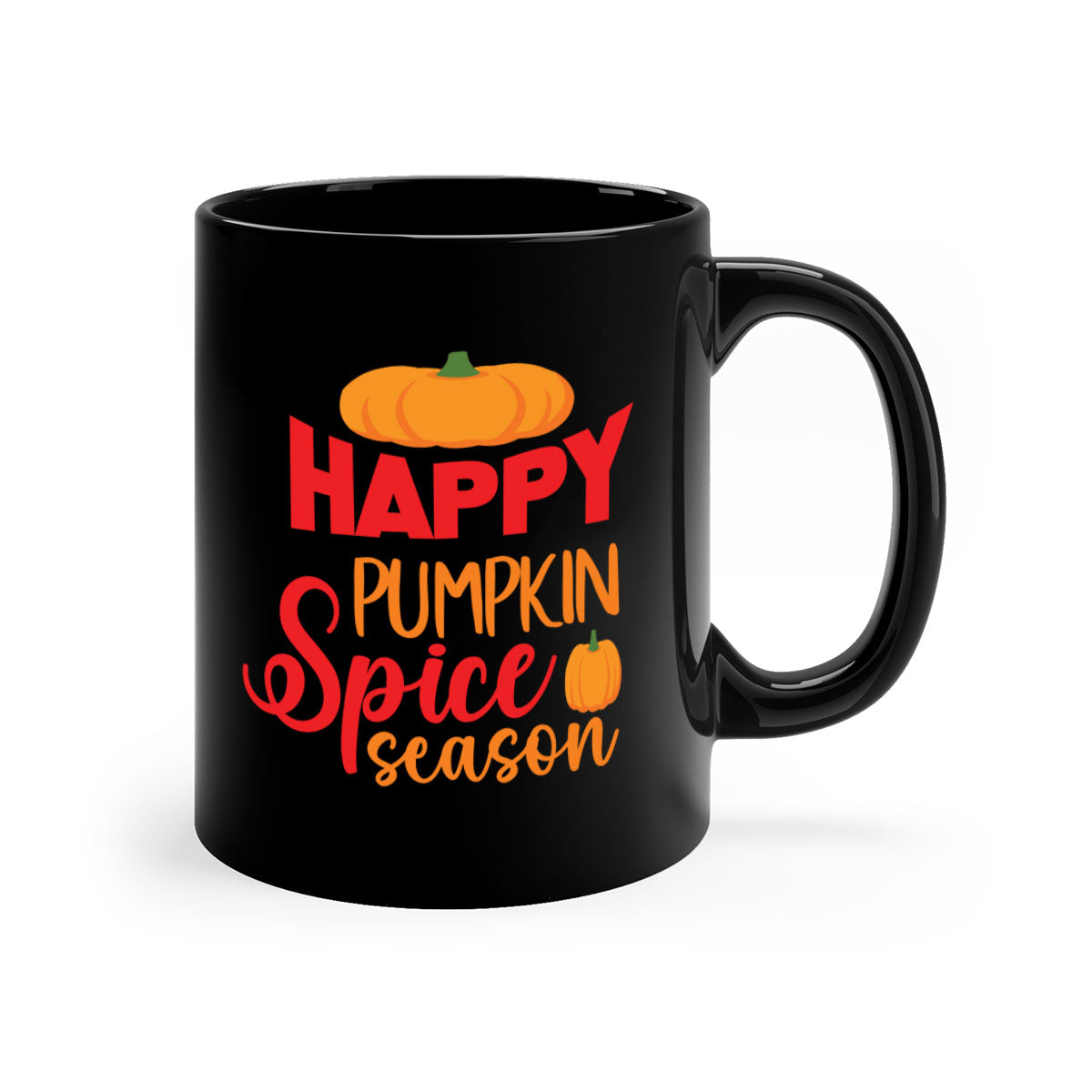 HappyPumpkinSpiceSeason 259# Mug featuring a glossy finish, colored handle, and interior, available in five vibrant colors.