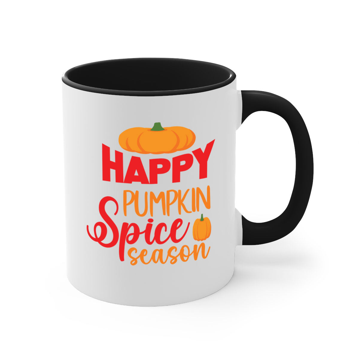 HappyPumpkinSpiceSeason 259# Mug featuring a glossy finish, colored handle, and interior, available in five vibrant colors.