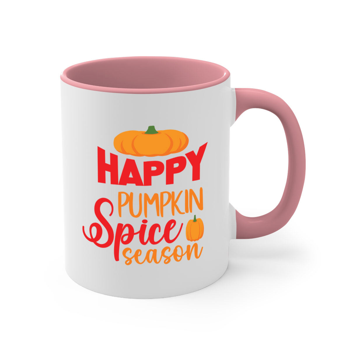 HappyPumpkinSpiceSeason 259# Mug featuring a glossy finish, colored handle, and interior, available in five vibrant colors.