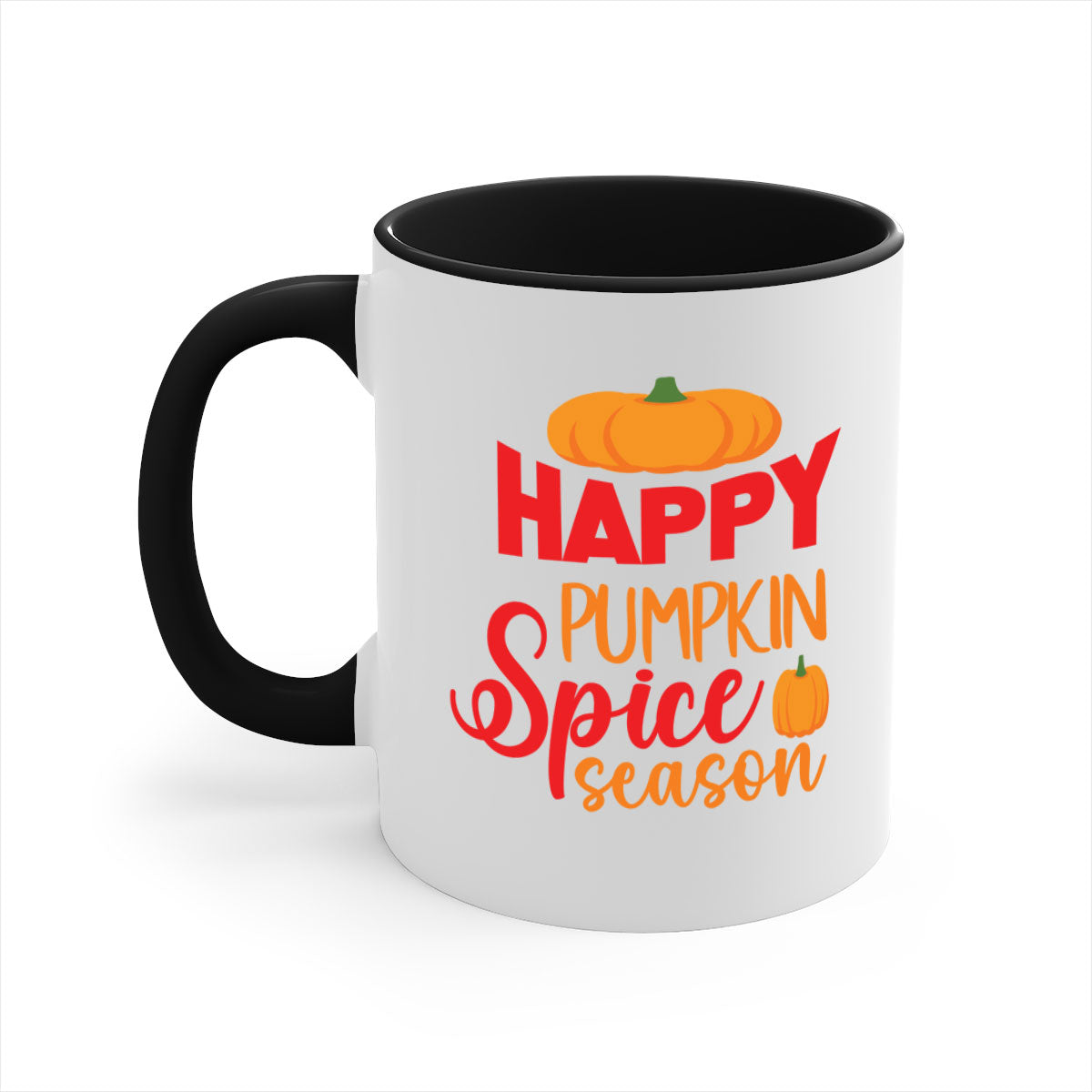 HappyPumpkinSpiceSeason 259# Mug featuring a glossy finish, colored handle, and interior, available in five vibrant colors.