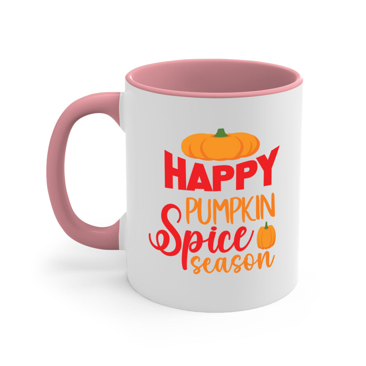HappyPumpkinSpiceSeason 259# Mug featuring a glossy finish, colored handle, and interior, available in five vibrant colors.