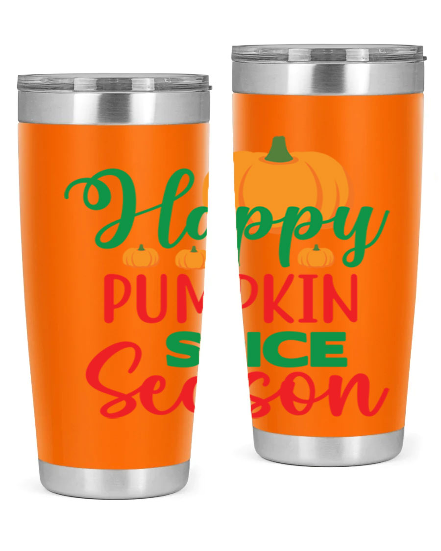 HAPPYPUMPKINSPICESEASON 260# fall tumbler featuring a stylish design, double wall vacuum insulation, and a drink-thru lid.