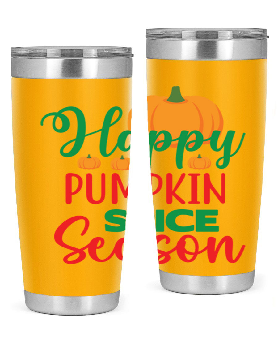 HAPPYPUMPKINSPICESEASON 260# fall tumbler featuring a stylish design, double wall vacuum insulation, and a drink-thru lid.