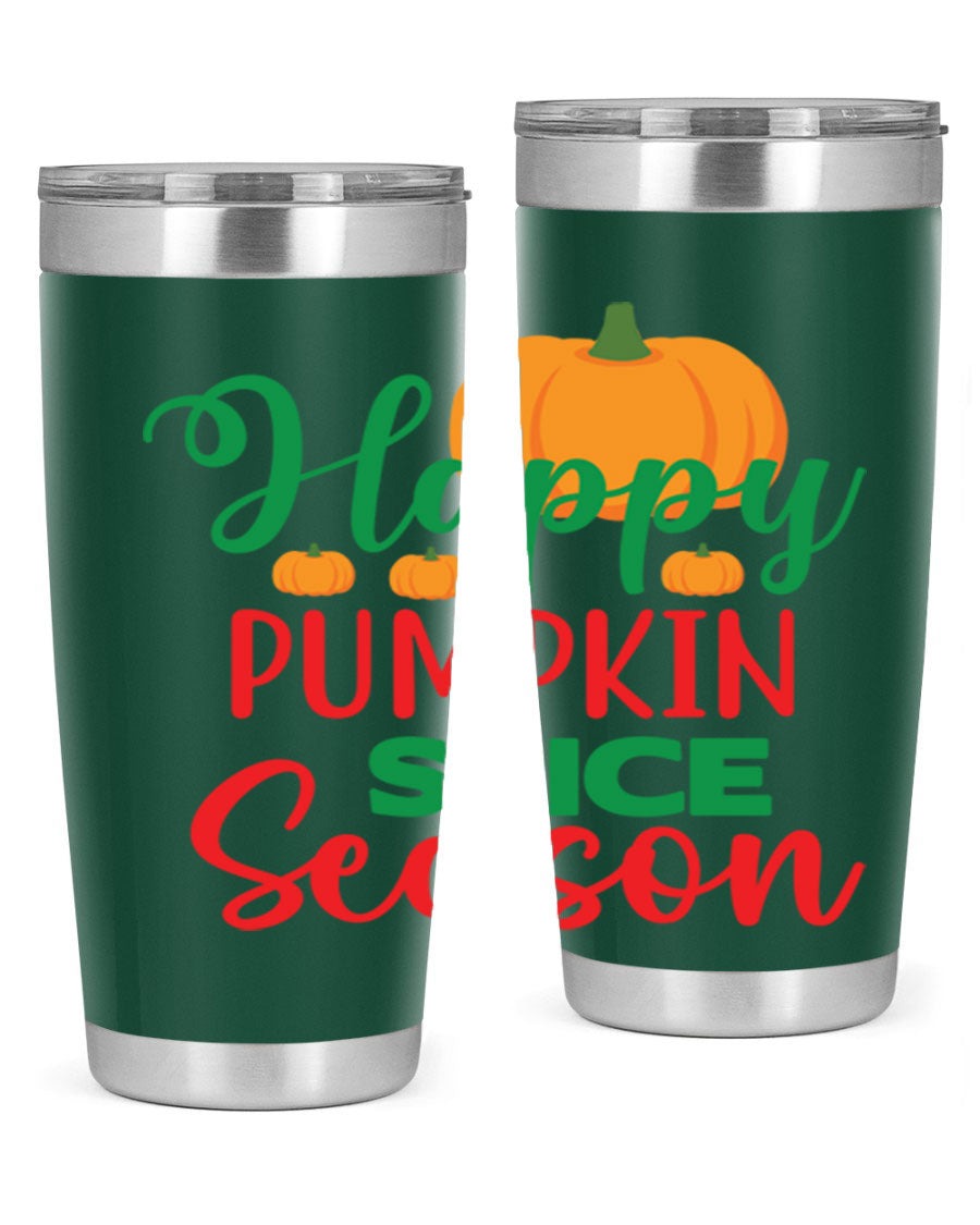 HAPPYPUMPKINSPICESEASON 260# fall tumbler featuring a stylish design, double wall vacuum insulation, and a drink-thru lid.