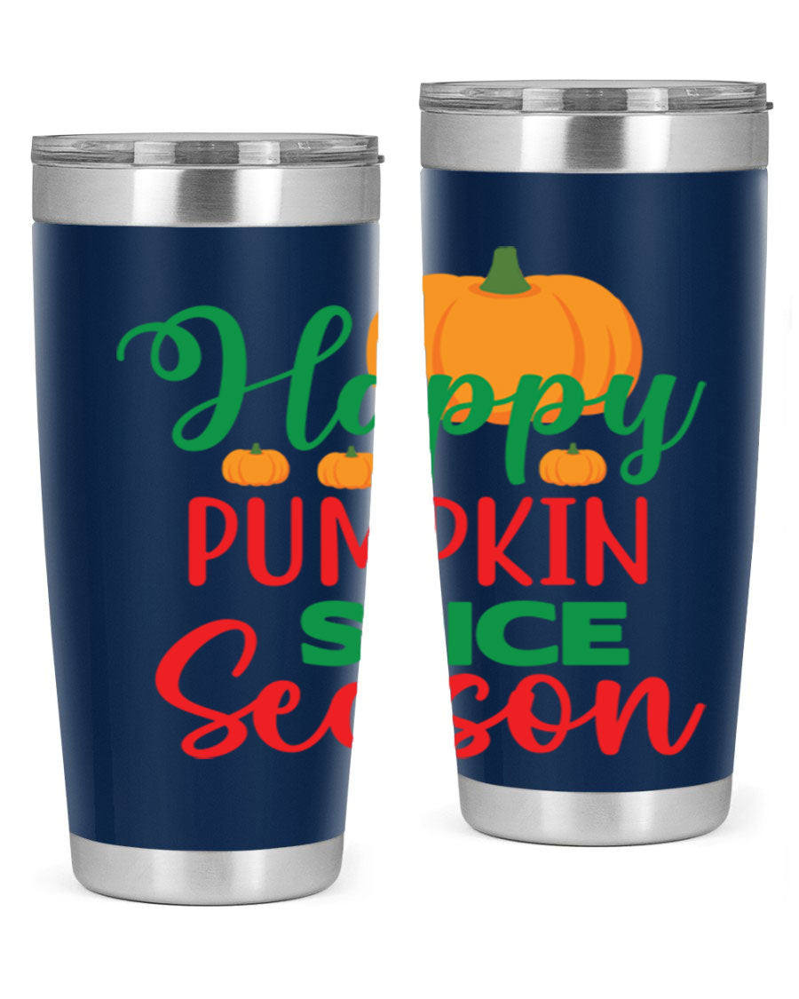HAPPYPUMPKINSPICESEASON 260# fall tumbler featuring a stylish design, double wall vacuum insulation, and a drink-thru lid.