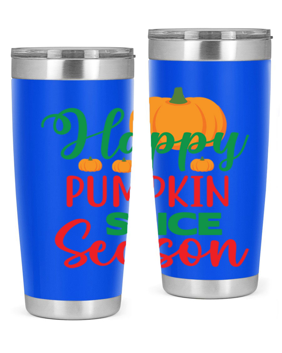 HAPPYPUMPKINSPICESEASON 260# fall tumbler featuring a stylish design, double wall vacuum insulation, and a drink-thru lid.