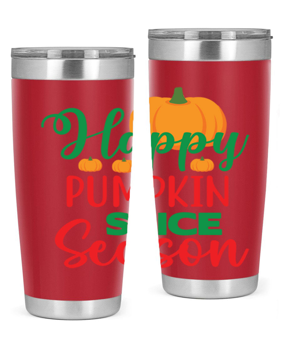 HAPPYPUMPKINSPICESEASON 260# fall tumbler featuring a stylish design, double wall vacuum insulation, and a drink-thru lid.