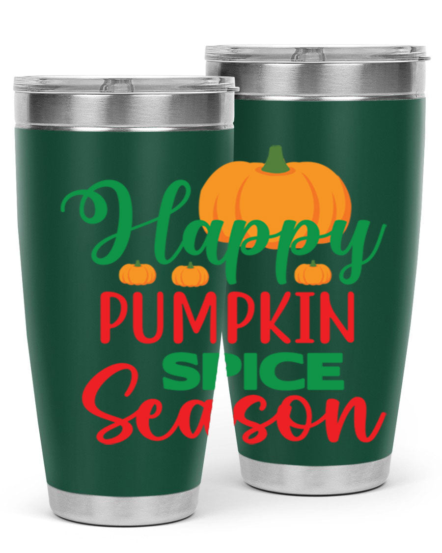 HAPPYPUMPKINSPICESEASON 260# fall tumbler featuring a stylish design, double wall vacuum insulation, and a drink-thru lid.