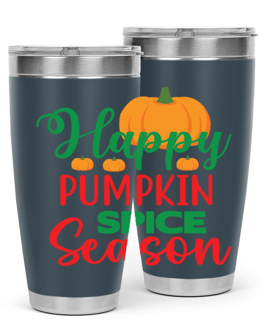 HAPPYPUMPKINSPICESEASON 260# fall tumbler featuring a stylish design, double wall vacuum insulation, and a drink-thru lid.