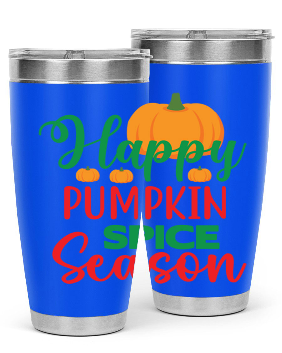 HAPPYPUMPKINSPICESEASON 260# fall tumbler featuring a stylish design, double wall vacuum insulation, and a drink-thru lid.