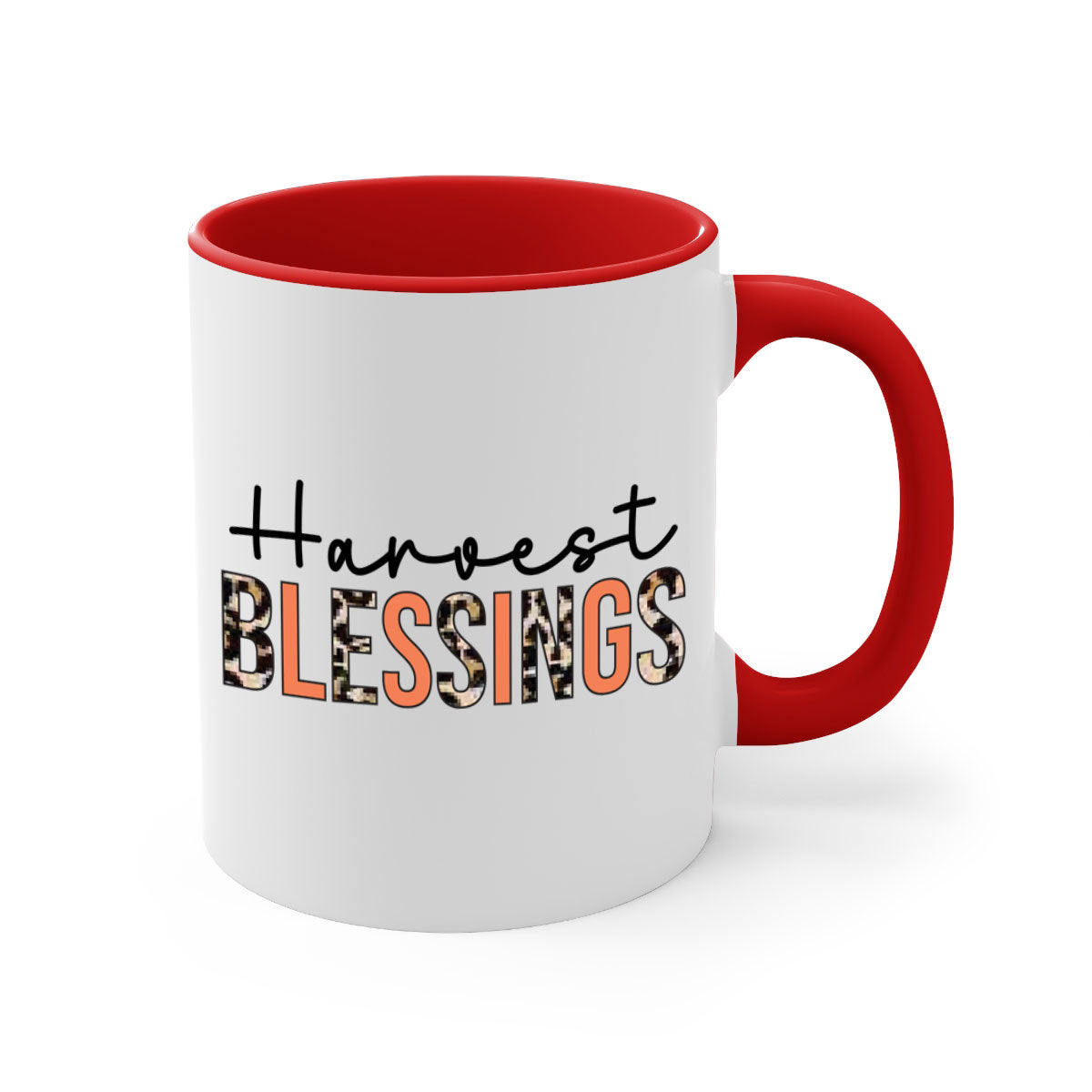 Harvest Blessings 263# Mug featuring a glossy finish, colored handle, and interior, available in multiple colors and sizes.
