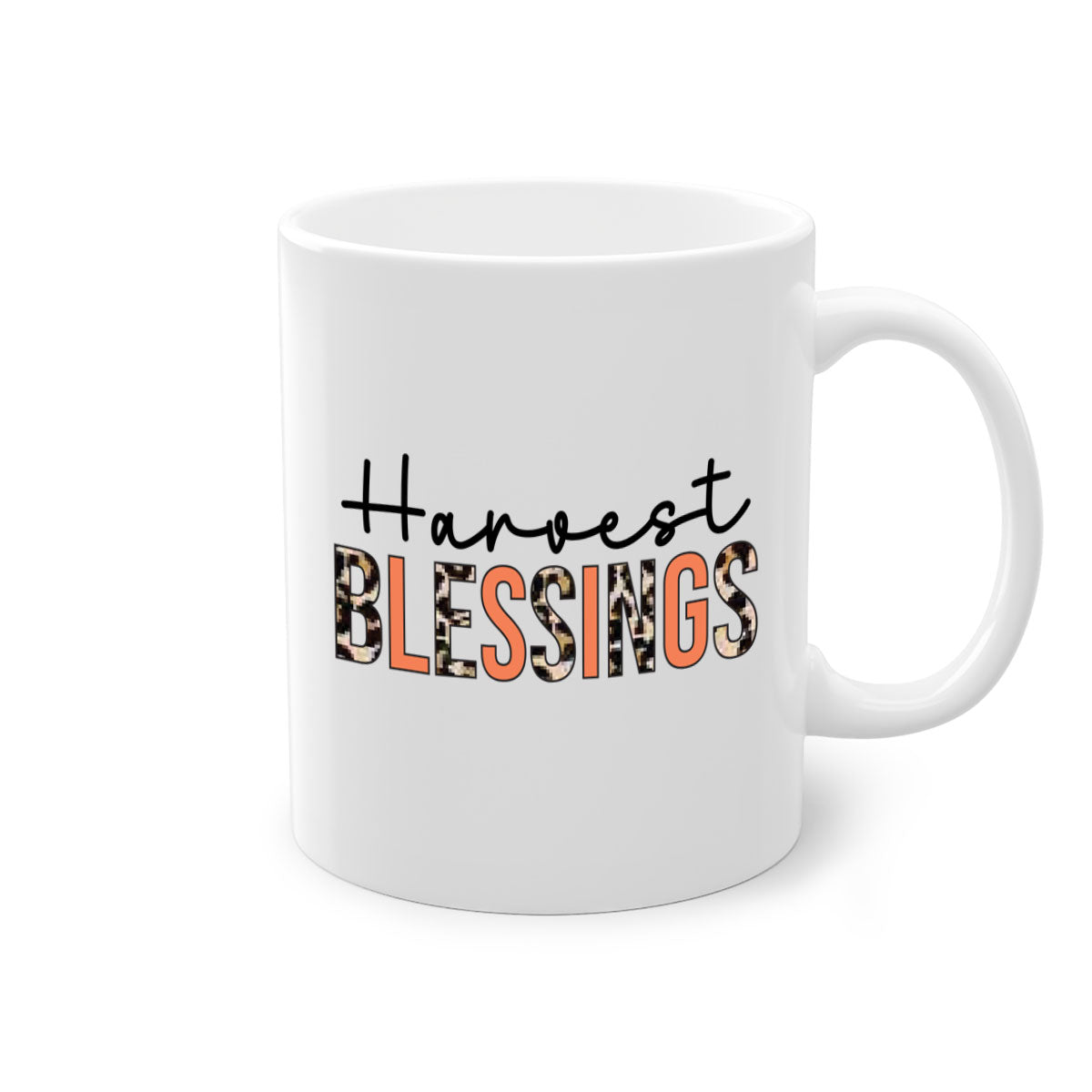 Harvest Blessings 263# Mug featuring a glossy finish, colored handle, and interior, available in multiple colors and sizes.