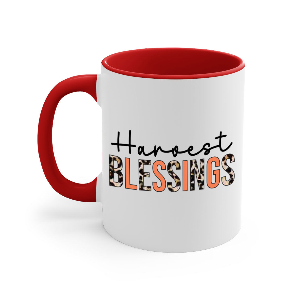 Harvest Blessings 263# Mug featuring a glossy finish, colored handle, and interior, available in multiple colors and sizes.