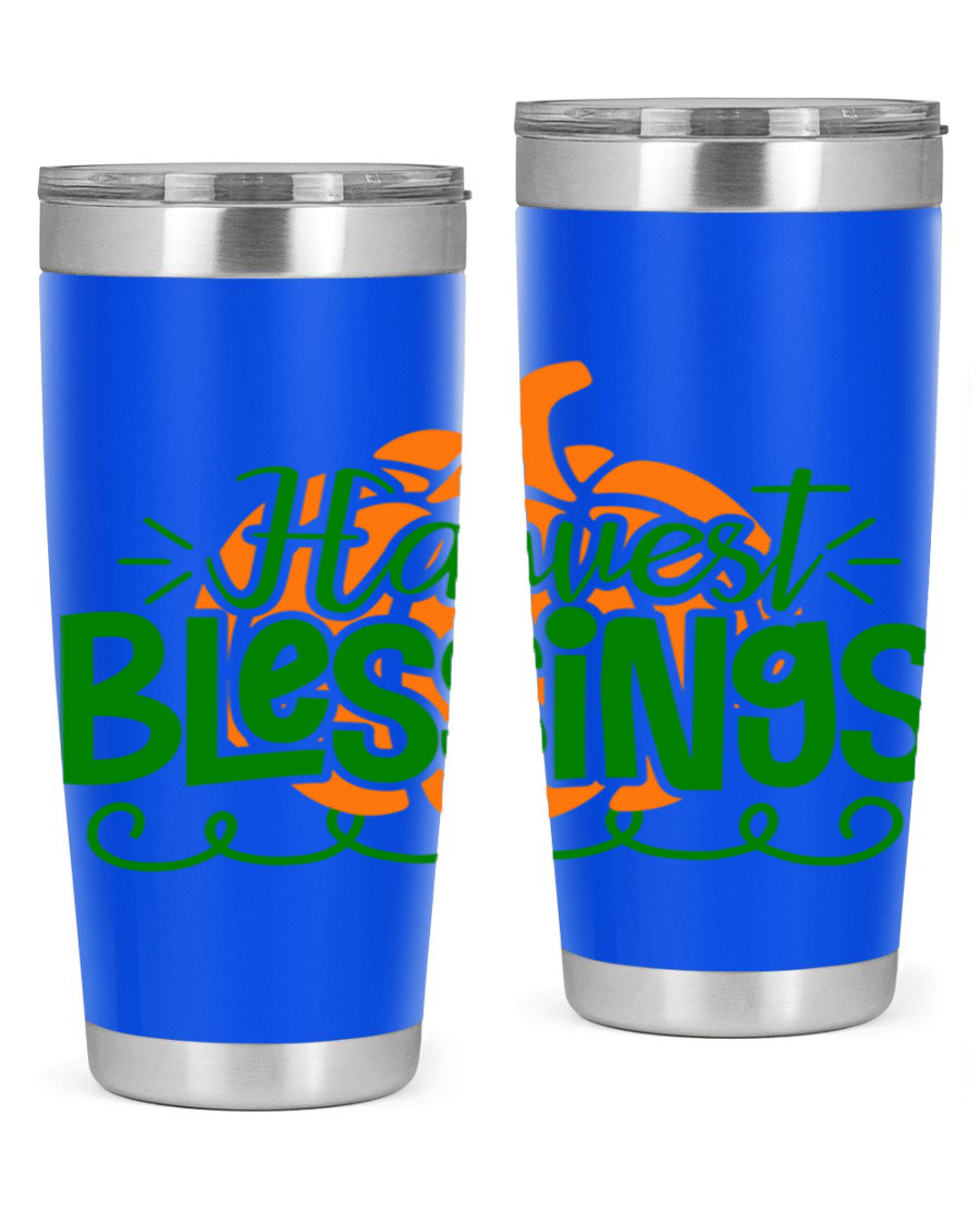 Harvest Blessings 20oz tumbler featuring double wall vacuum stainless steel and a stylish design, perfect for hot and cold beverages.