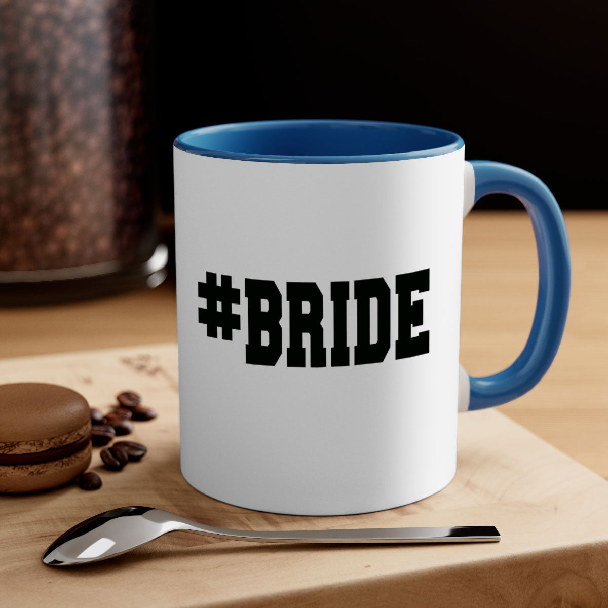 Hashtag bride 146# Mug featuring a glossy finish, colored handle, and interior, available in multiple colors.