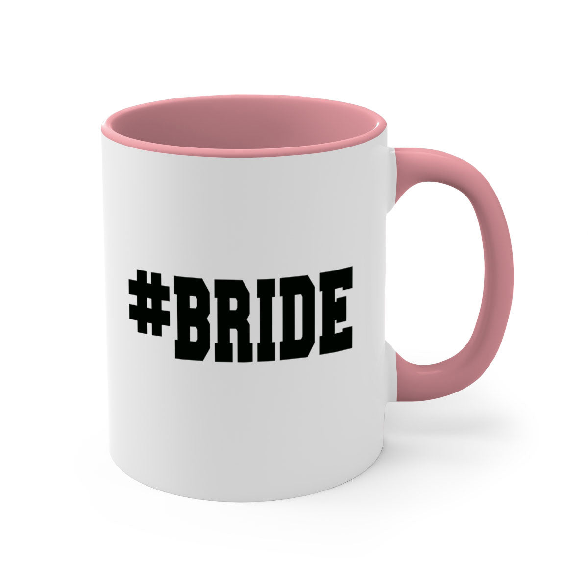 Hashtag bride 146# Mug featuring a glossy finish, colored handle, and interior, available in multiple colors.
