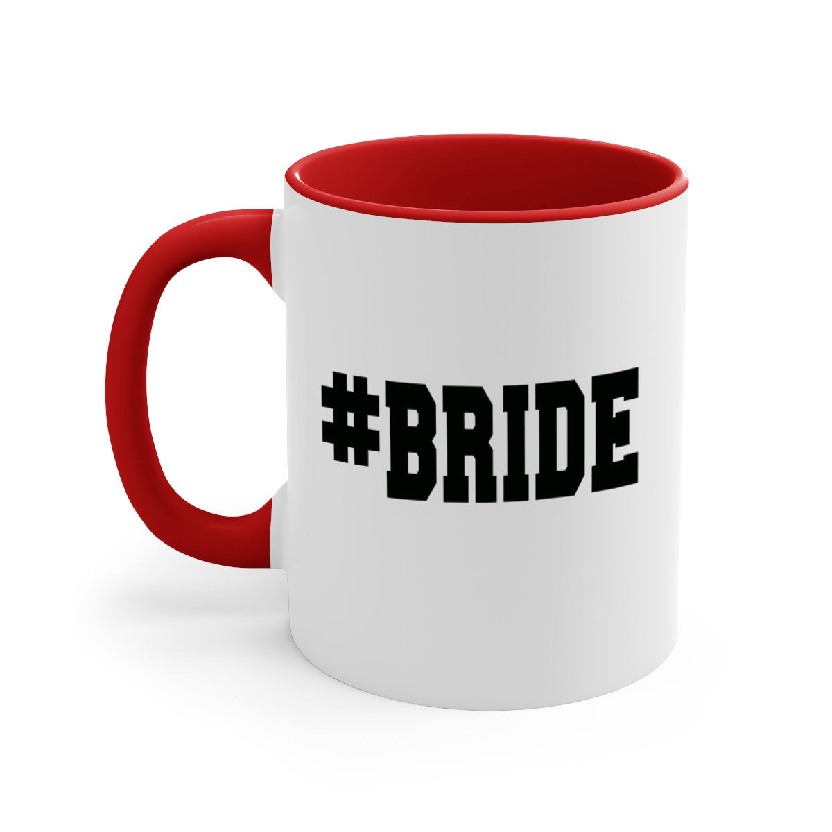 Hashtag bride 146# Mug featuring a glossy finish, colored handle, and interior, available in multiple colors.
