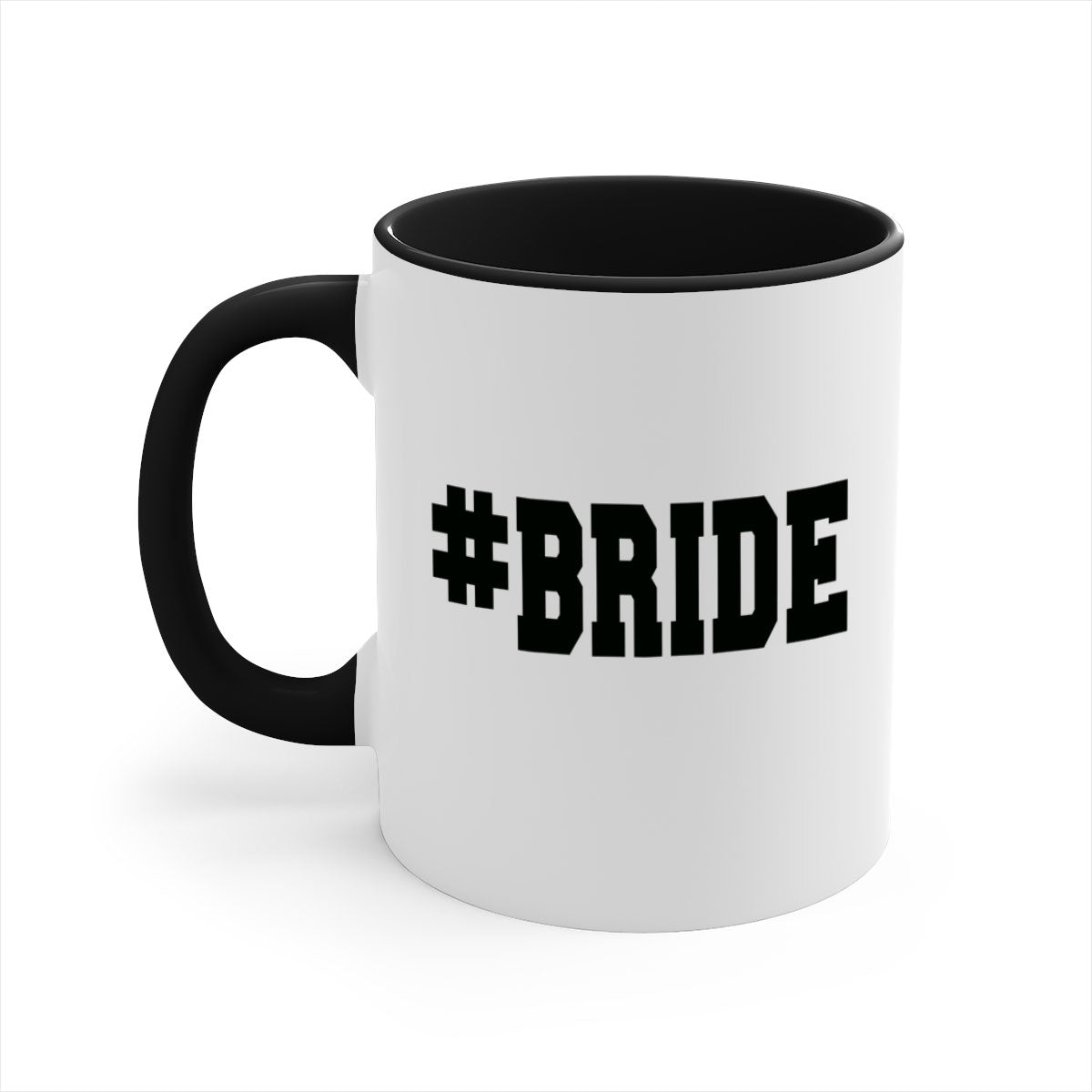 Hashtag bride 146# Mug featuring a glossy finish, colored handle, and interior, available in multiple colors.