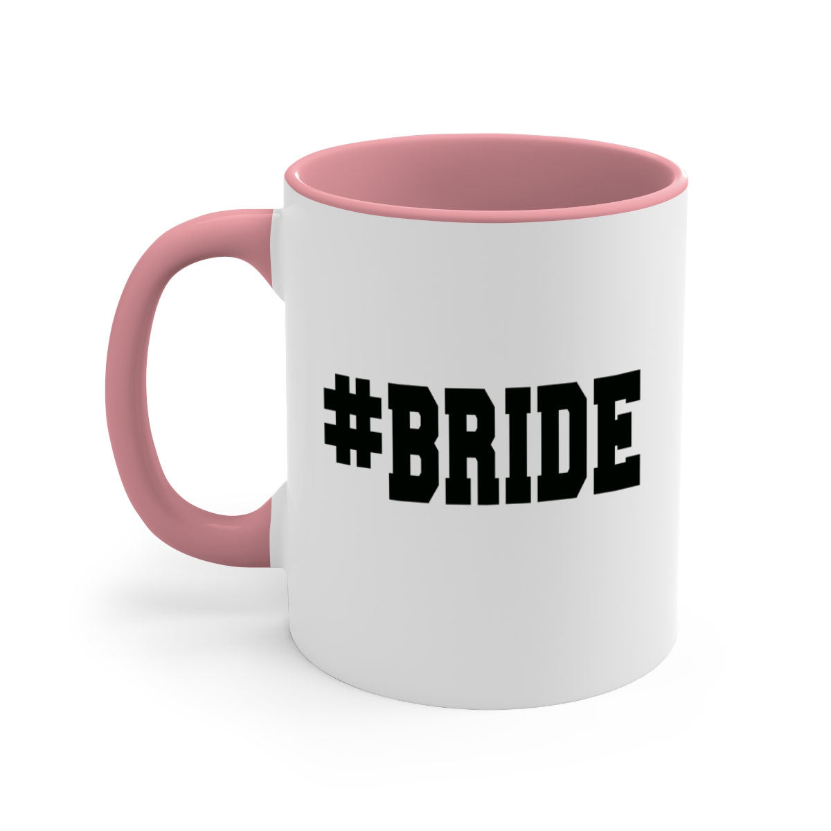 Hashtag bride 146# Mug featuring a glossy finish, colored handle, and interior, available in multiple colors.