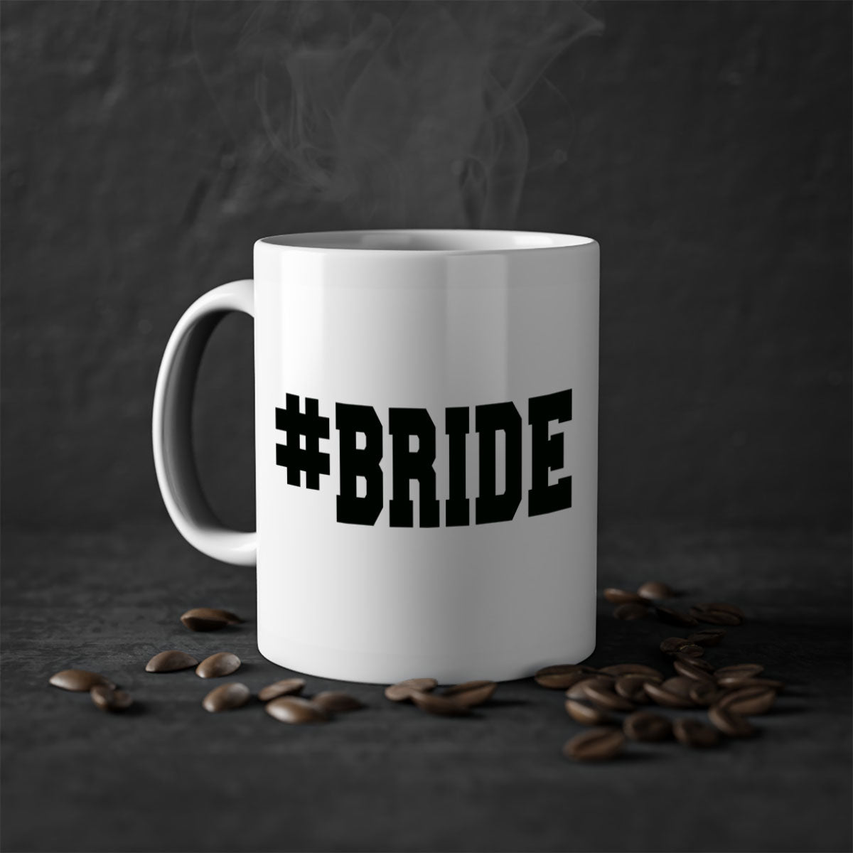 Hashtag bride 146# Mug featuring a glossy finish, colored handle, and interior, available in multiple colors.