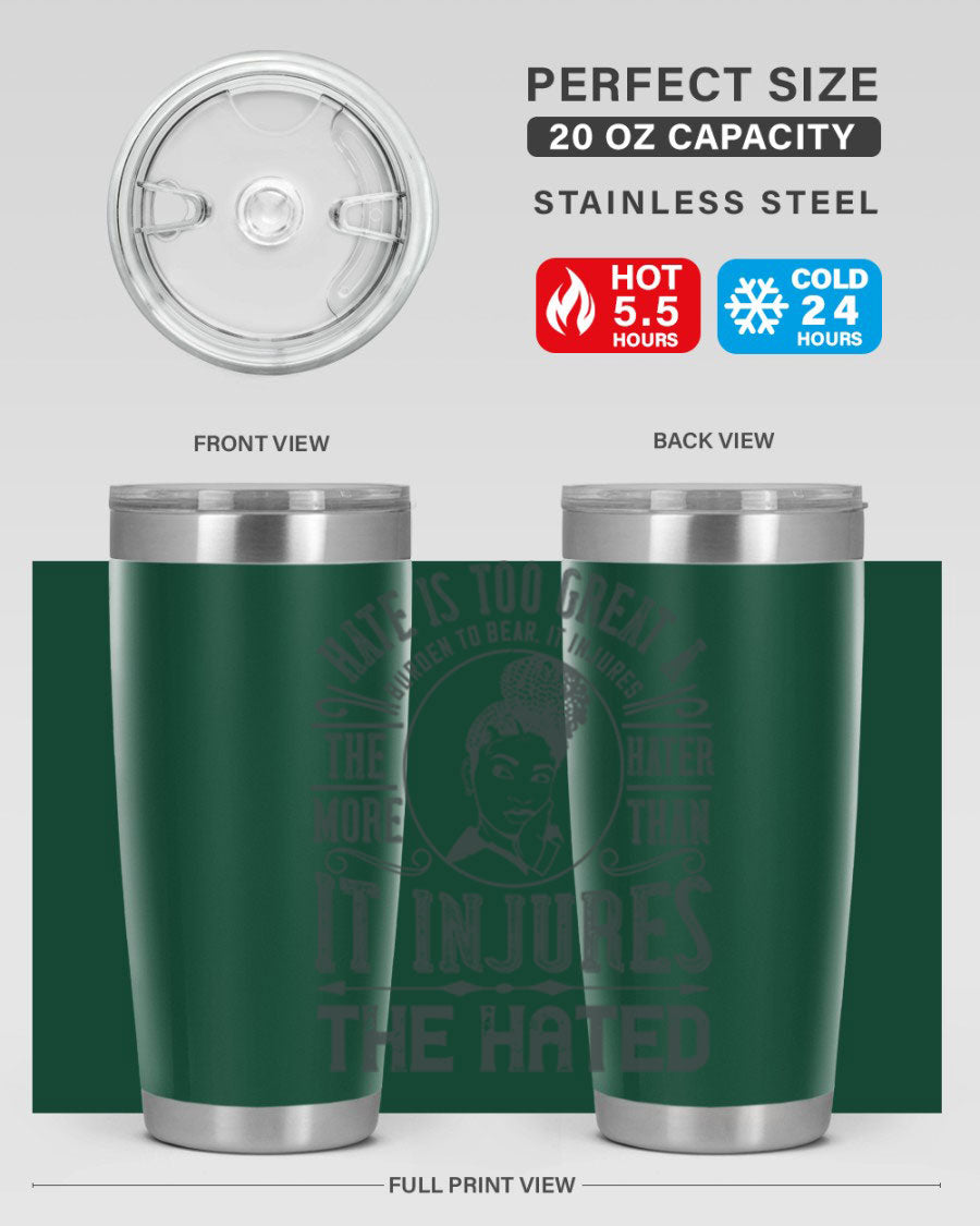 A stylish 20oz stainless steel tumbler with a motivational quote, featuring a double wall vacuum design and a drink-thru lid.