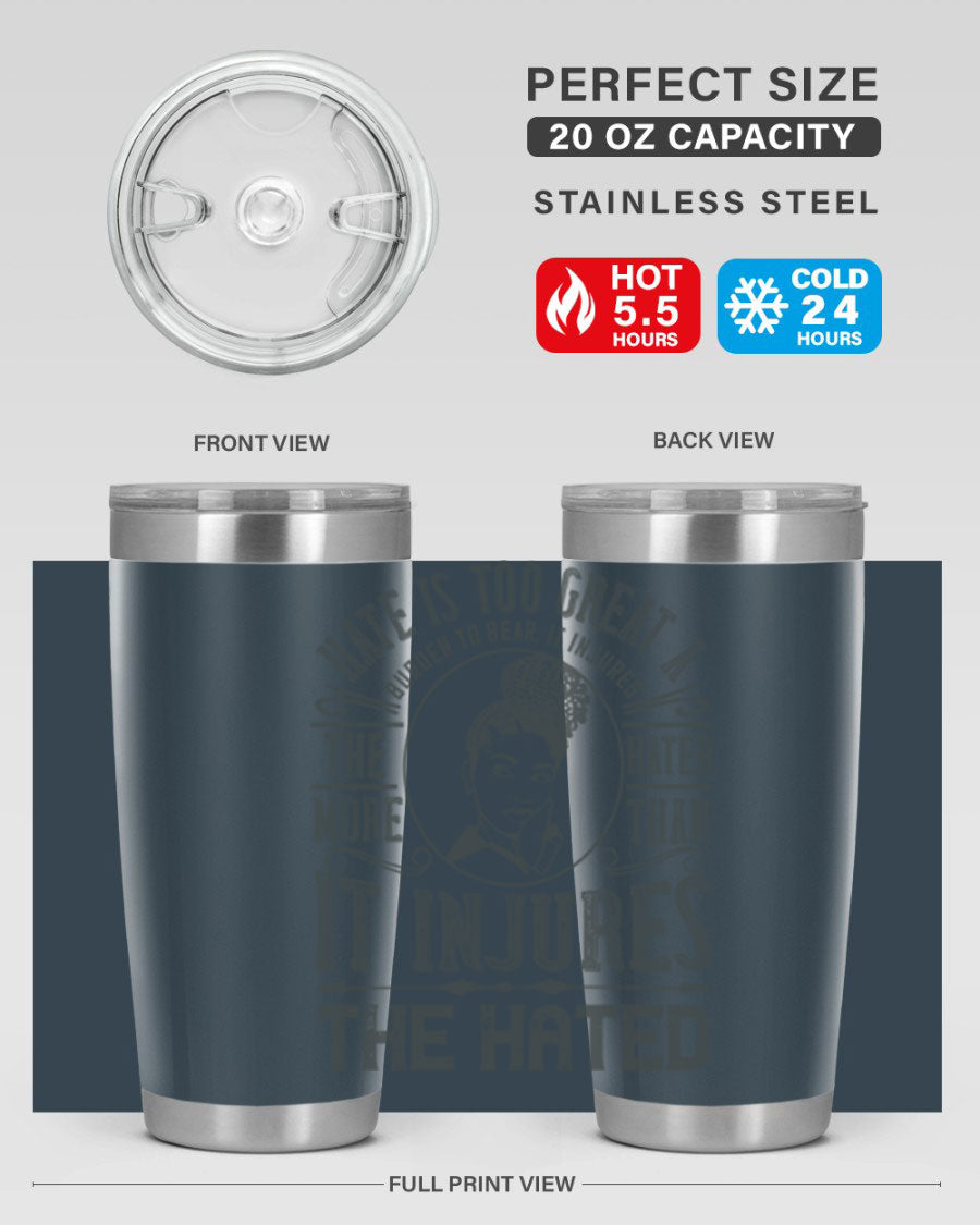 A stylish 20oz stainless steel tumbler with a motivational quote, featuring a double wall vacuum design and a drink-thru lid.