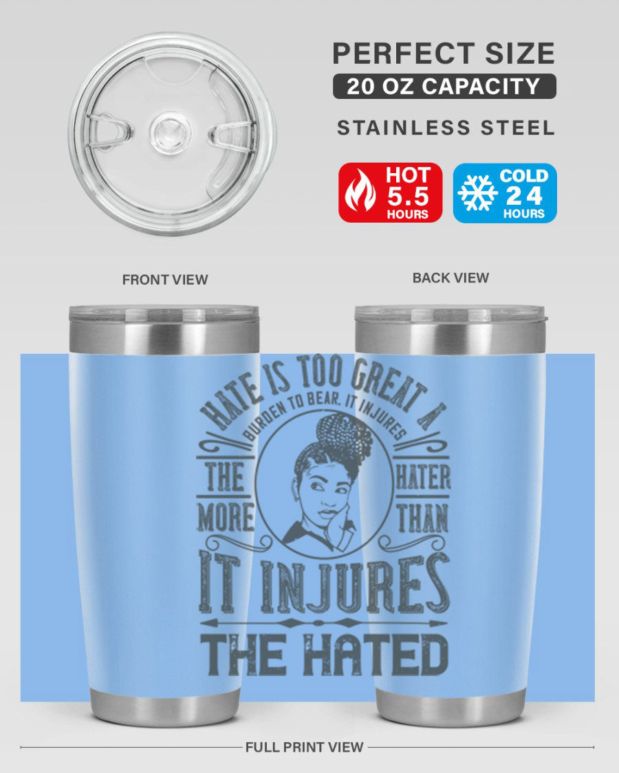 A stylish 20oz stainless steel tumbler with a motivational quote, featuring a double wall vacuum design and a drink-thru lid.