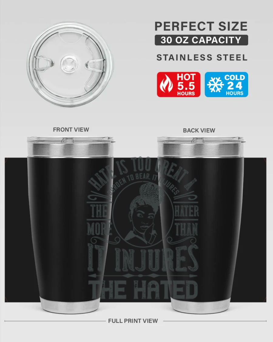 A stylish 20oz stainless steel tumbler with a motivational quote, featuring a double wall vacuum design and a drink-thru lid.