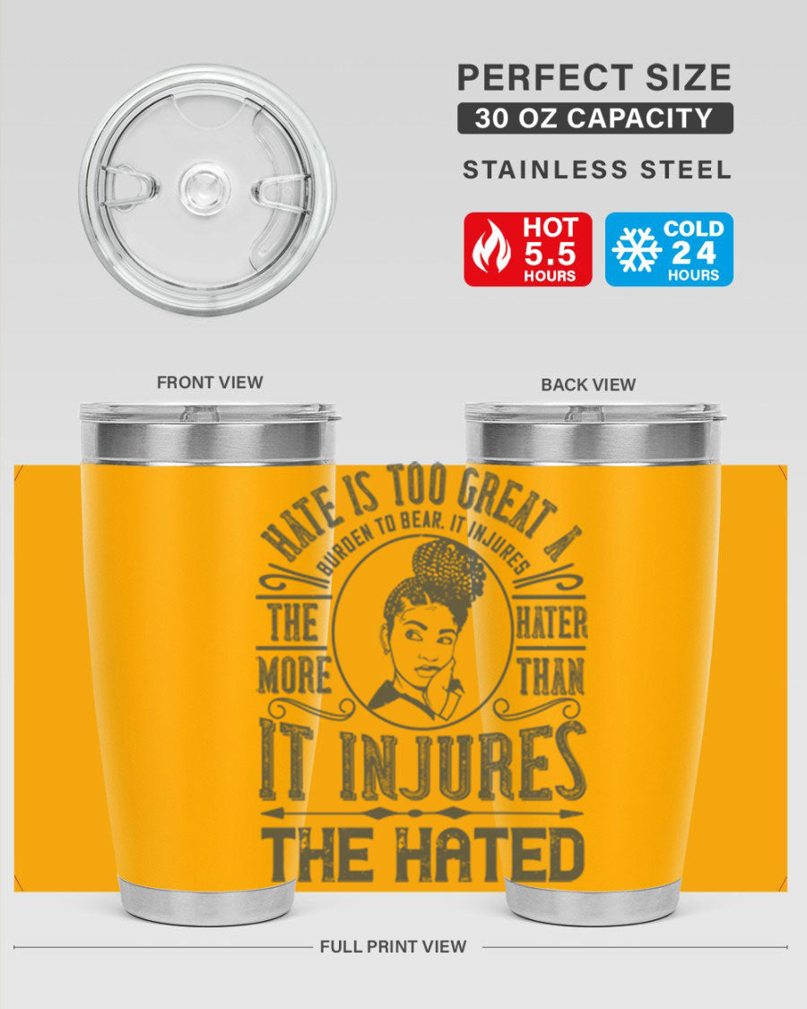 A stylish 20oz stainless steel tumbler with a motivational quote, featuring a double wall vacuum design and a drink-thru lid.