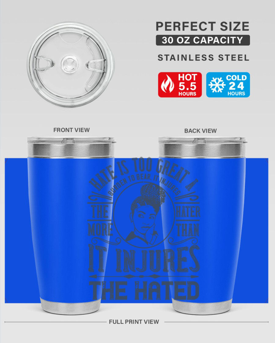 A stylish 20oz stainless steel tumbler with a motivational quote, featuring a double wall vacuum design and a drink-thru lid.