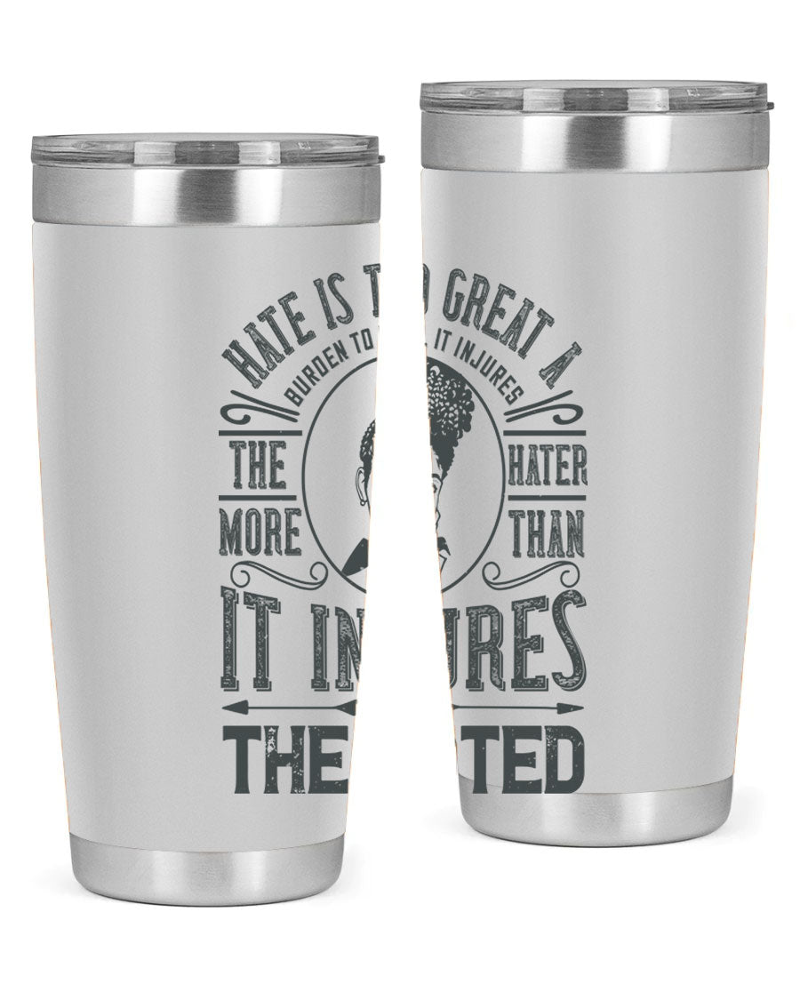 A stylish 20oz stainless steel tumbler with a motivational quote, featuring a double wall vacuum design and a drink-thru lid.