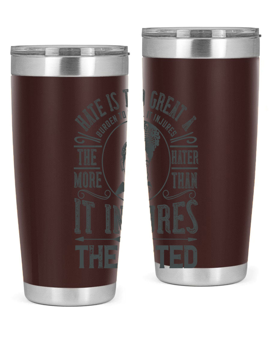 A stylish 20oz stainless steel tumbler with a motivational quote, featuring a double wall vacuum design and a drink-thru lid.