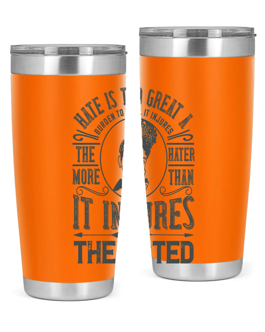 A stylish 20oz stainless steel tumbler with a motivational quote, featuring a double wall vacuum design and a drink-thru lid.