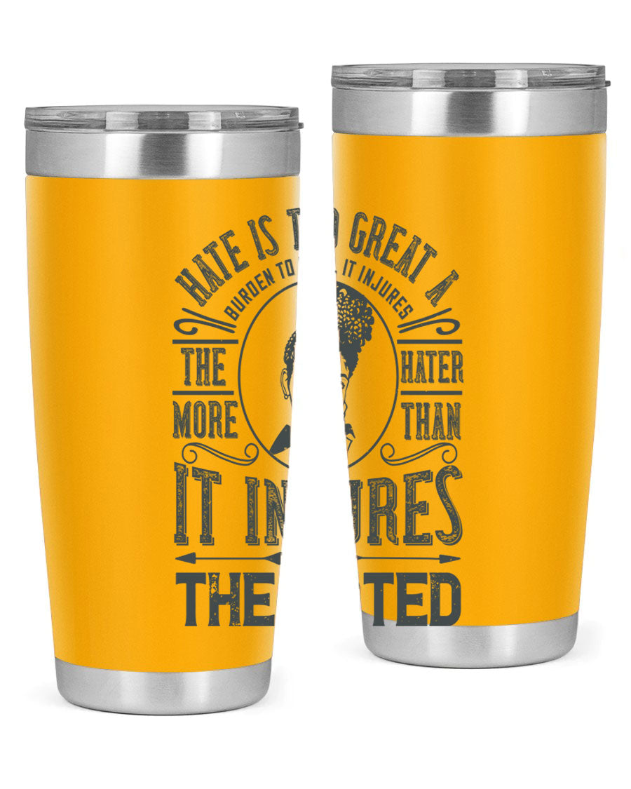 A stylish 20oz stainless steel tumbler with a motivational quote, featuring a double wall vacuum design and a drink-thru lid.