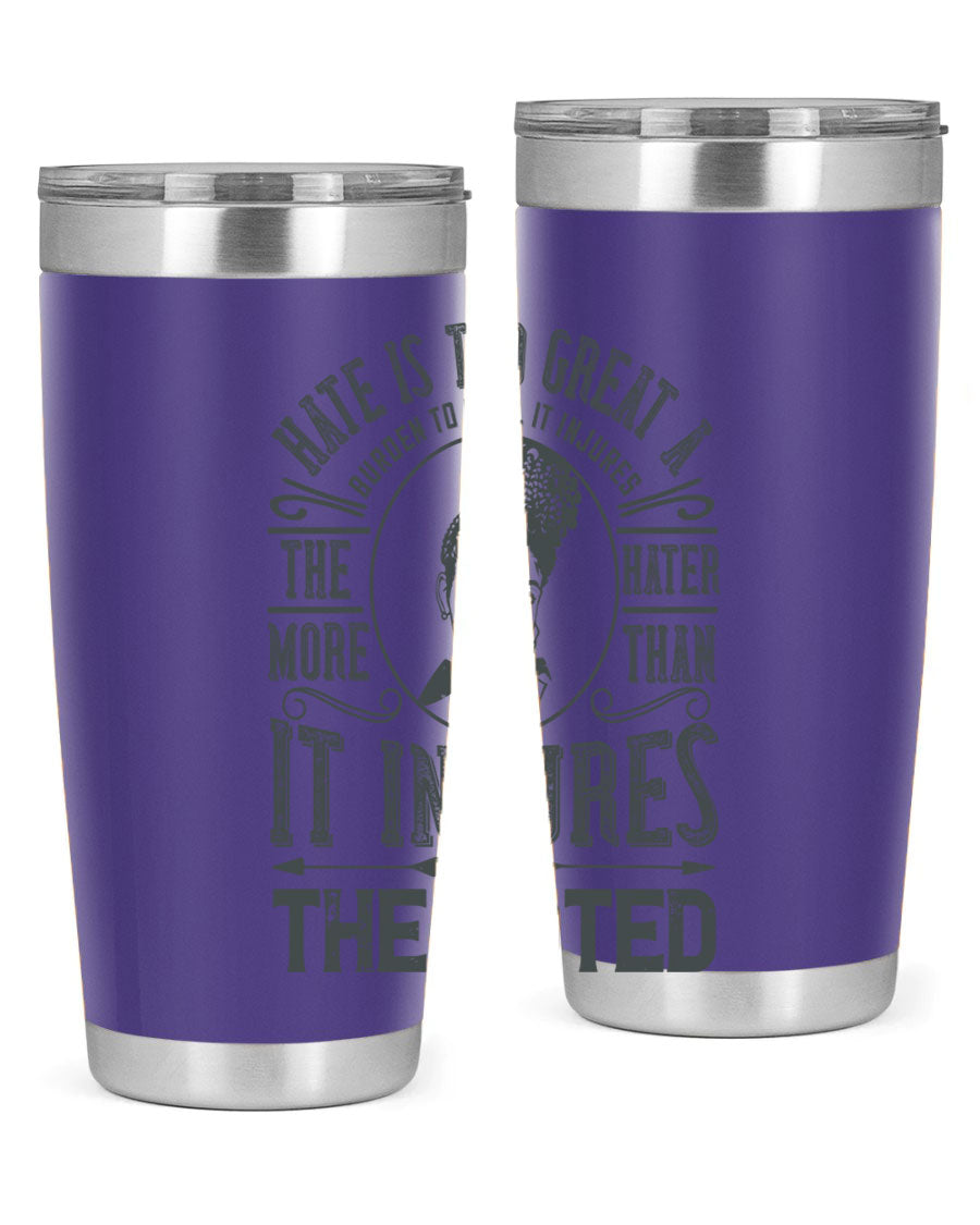 A stylish 20oz stainless steel tumbler with a motivational quote, featuring a double wall vacuum design and a drink-thru lid.