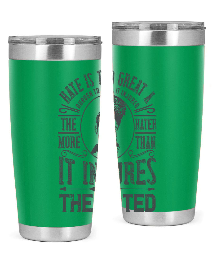 A stylish 20oz stainless steel tumbler with a motivational quote, featuring a double wall vacuum design and a drink-thru lid.
