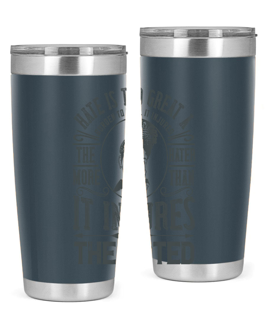 A stylish 20oz stainless steel tumbler with a motivational quote, featuring a double wall vacuum design and a drink-thru lid.