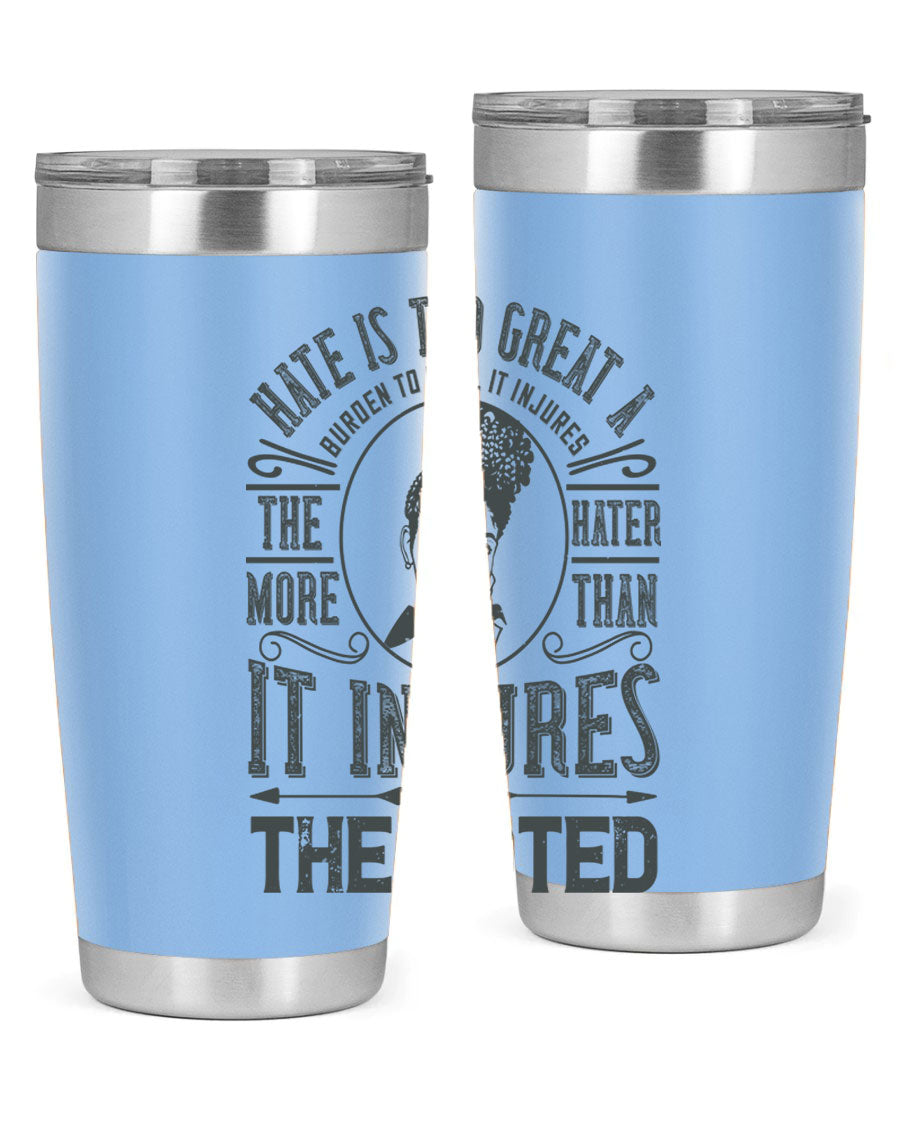 A stylish 20oz stainless steel tumbler with a motivational quote, featuring a double wall vacuum design and a drink-thru lid.