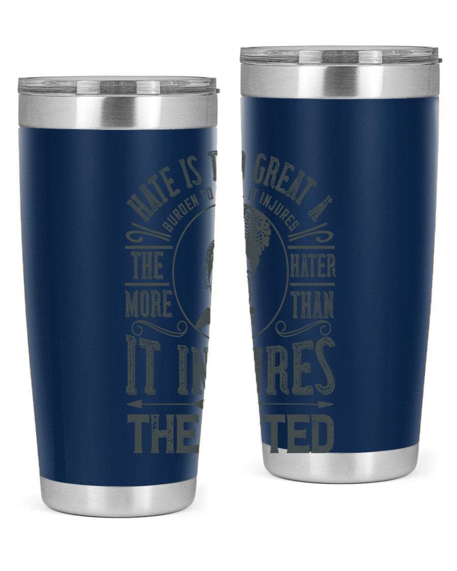 A stylish 20oz stainless steel tumbler with a motivational quote, featuring a double wall vacuum design and a drink-thru lid.